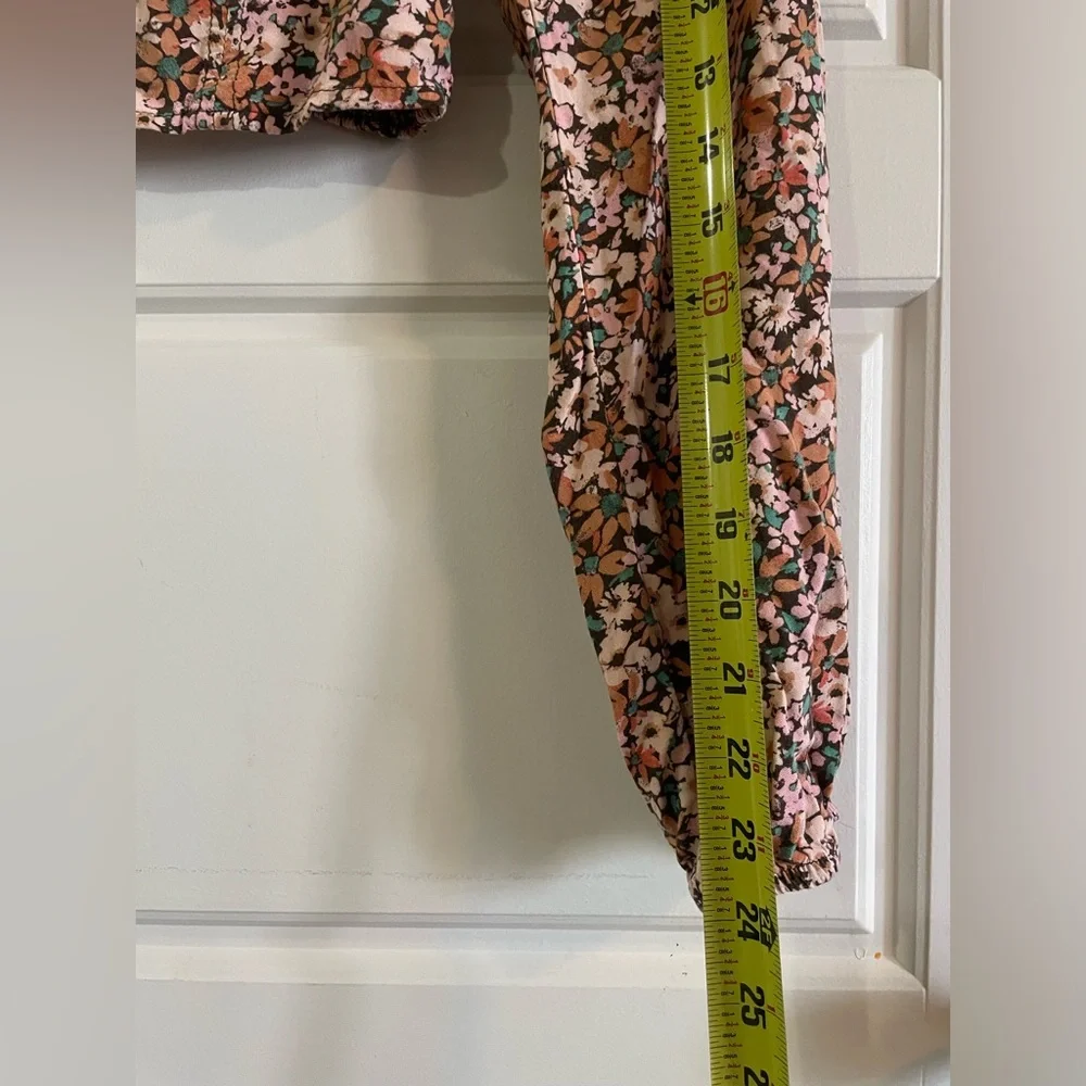 Wild Fable Long Sleeve Bohemian Floral Crop Top Womens Peach/Brown Size XS